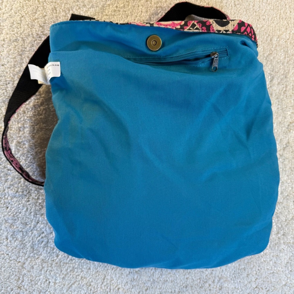 Y2K Mudd Boho Floral Print Shoulder Bag Crossbody Teal‎ Lining Snap Close Fringe - Picture 7 of 12